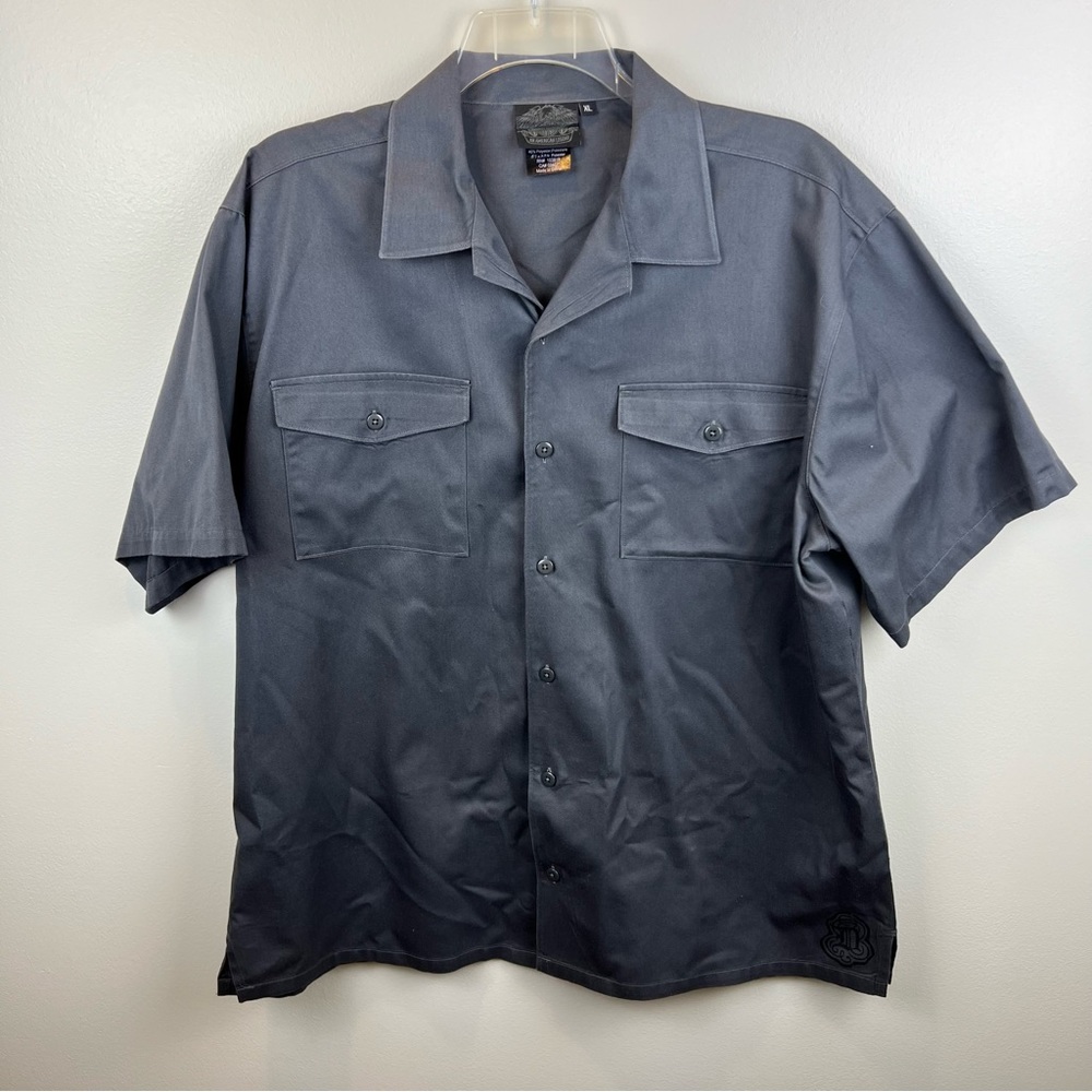 Harley Davidson XL Dark Gray Button Up Short Sleeve 2 Pocket Shirt